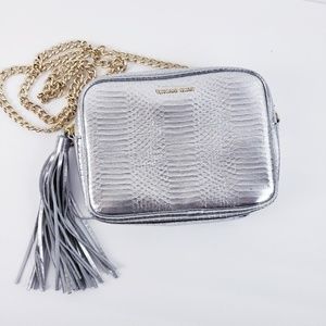 Victoria's Secret - Limited Edition‎ Silver Purse Crossbody Tassel and Chain